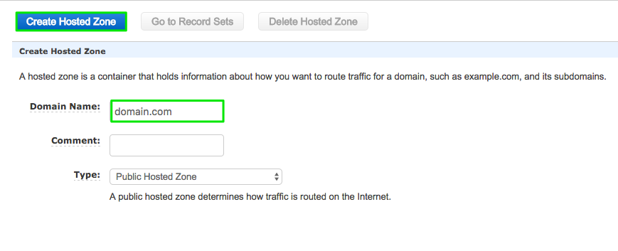 Route53 Create Hosted Zone